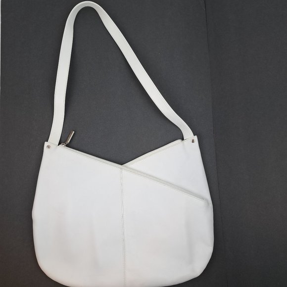 Hobo International White Shoulder Bag Asymmetrical Minimalist Design - Picture 3 of 16